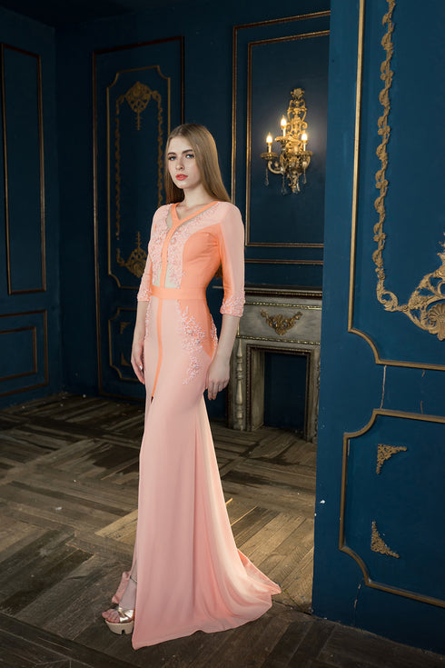 Charming half sleeves with middle slit dress